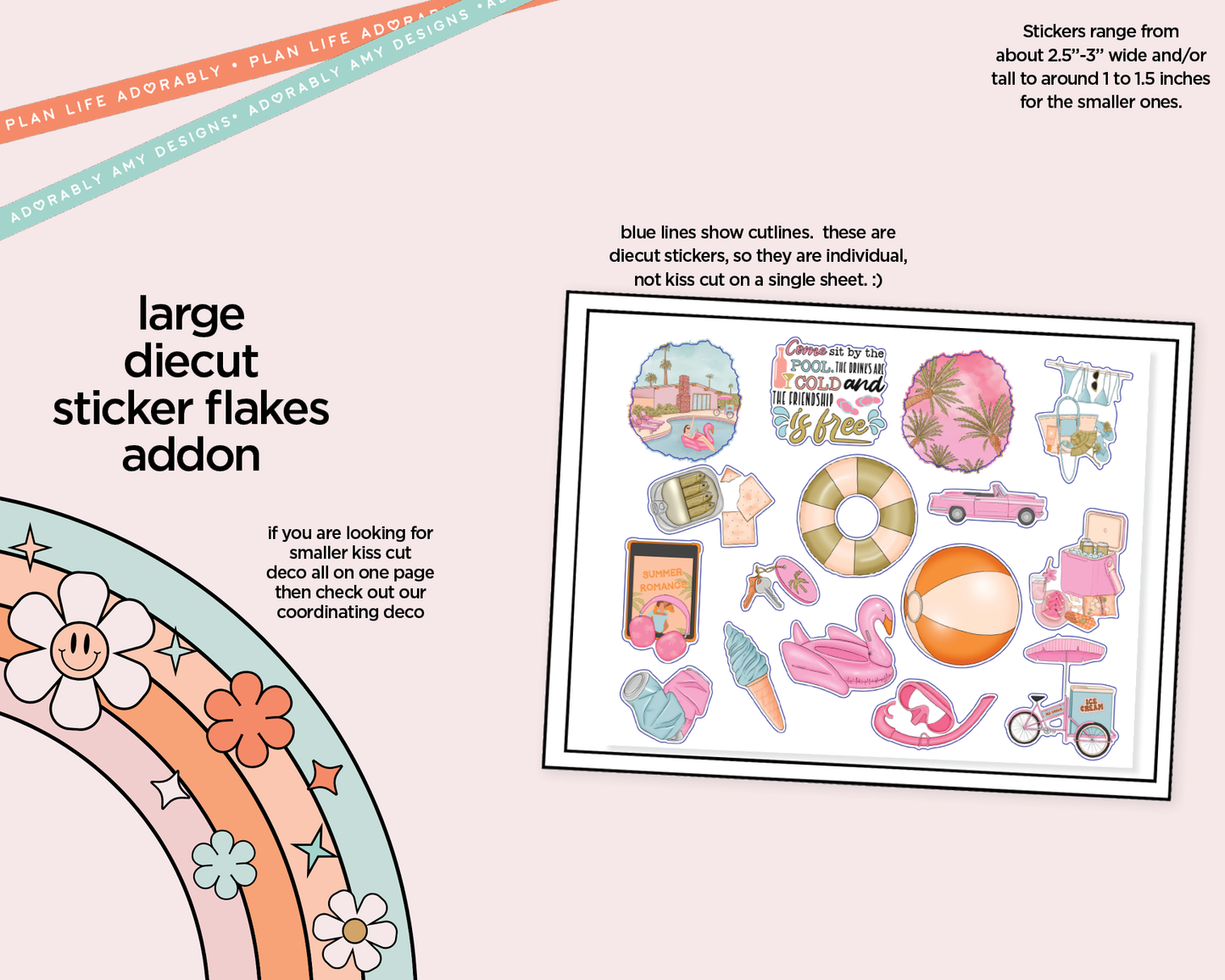 Journaling and Daily Planning Come Sit by the Pool Planner Sticker Kit