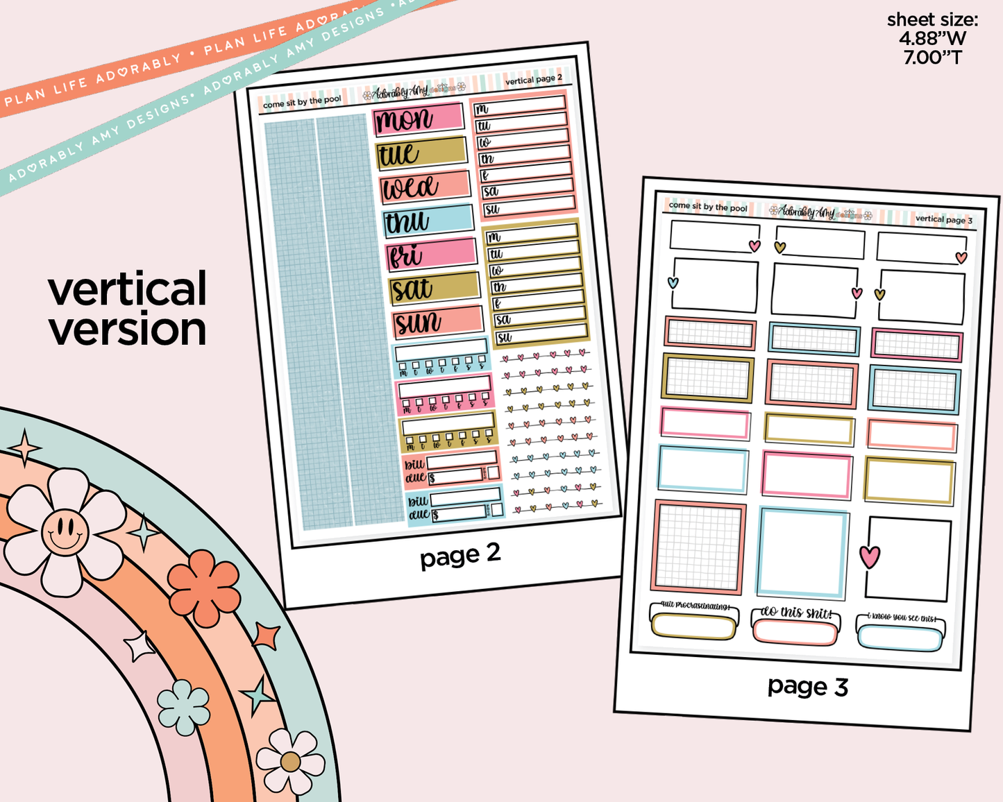 Vertical Come Sit by the Pool Kit for Vertical Standard Size Planners or Insert