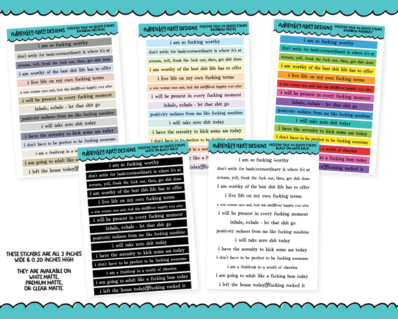 Rainbow, Black or White Quote Strips - Positive Talk V4