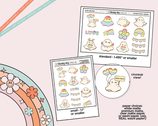 Pride Ghosties Kawaii Deco Samplers in 3 Sizes Decorative Planner Stickers