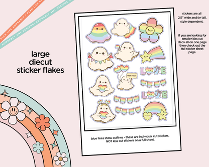 Pride Ghosties Kawaii Deco Samplers in 3 Sizes Decorative Planner Stickers - Adorably Amy Designs