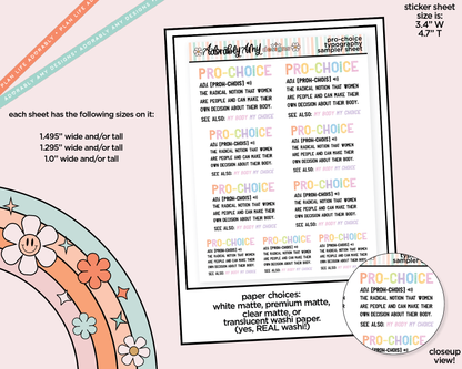 Pro-Choice Definition Typography Sampler Planner Stickers