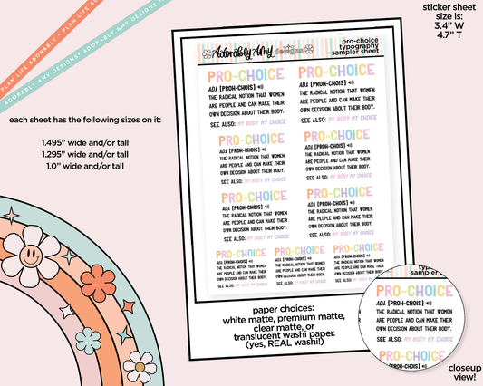Pro-Choice Definition Typography Sampler Planner Stickers