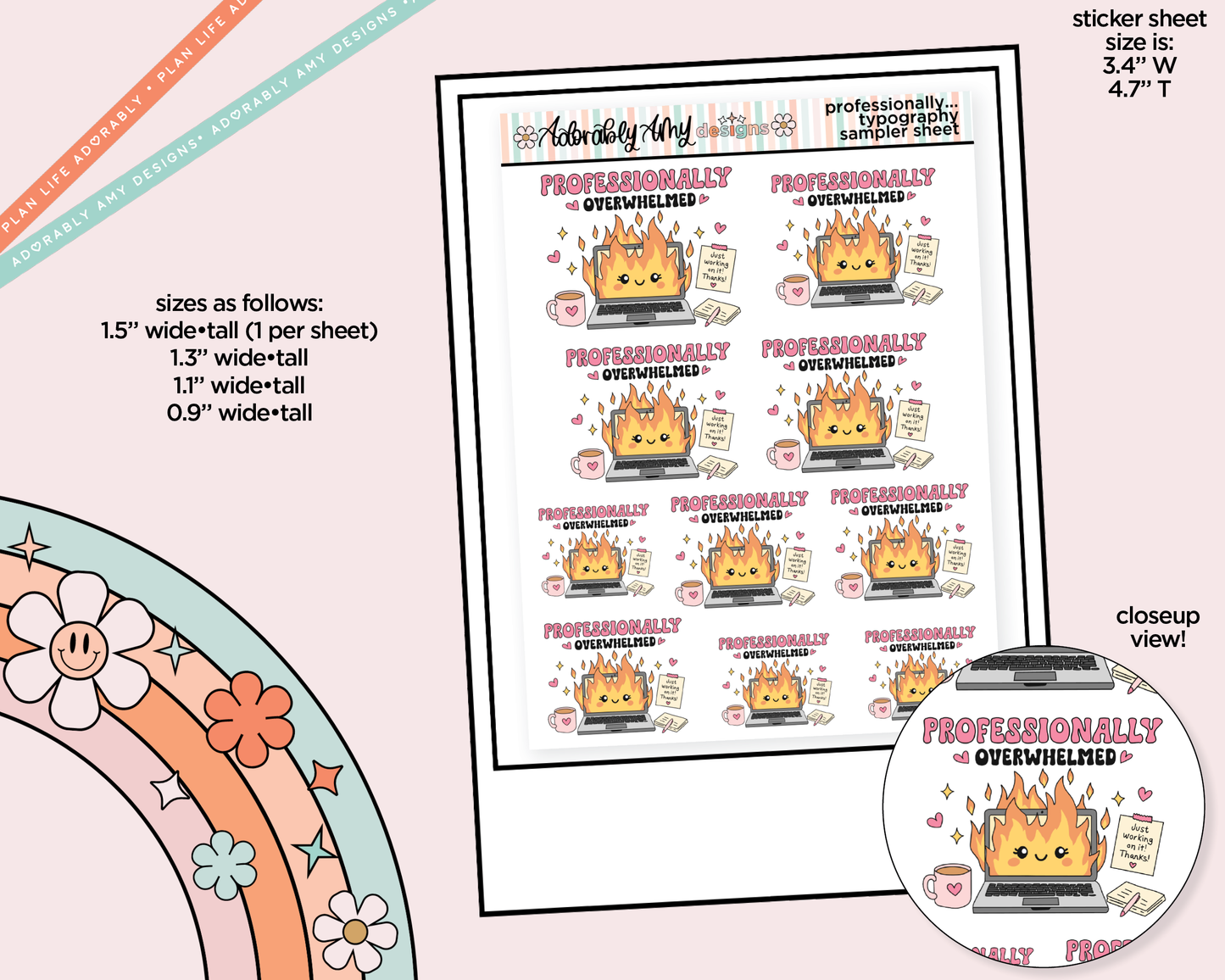 Professionally Overwhelmed Typography Sampler Planner Stickers