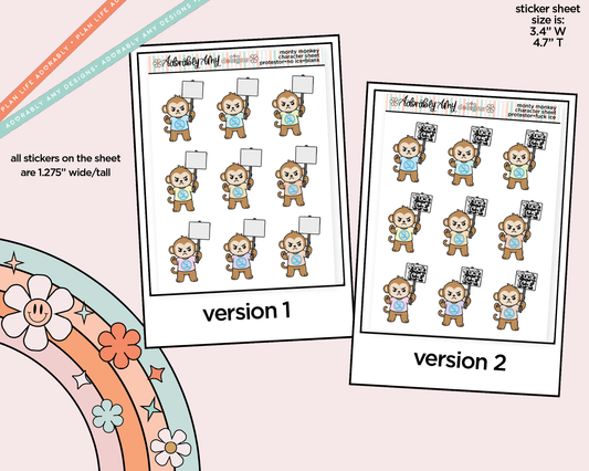 Monty the Monkey Protestor - No Ice Decoration Character Planner Stickers