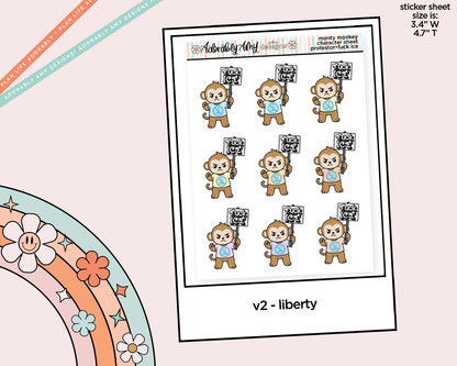 Monty the Monkey Protestor - No Ice Decoration Character Planner Stickers