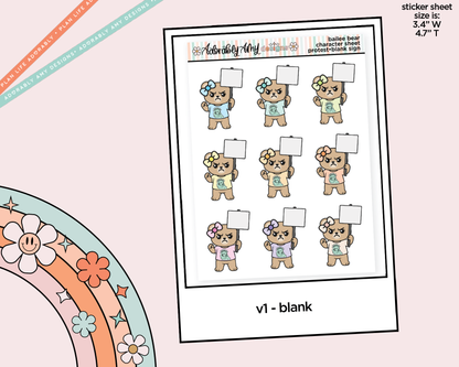 Bailee Bear Protestor - Liberty and Justice Decoration Character Planner Stickers - Adorably Amy Designs