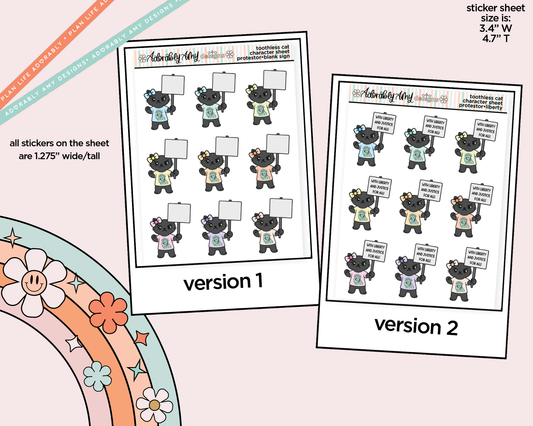 Toothless Cat Protestor - No Ice Decoration Character Planner Stickers - Adorably Amy Designs