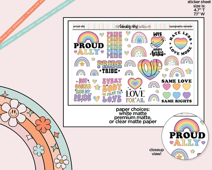 Proud Ally Deco Typography Sampler Planner Stickers