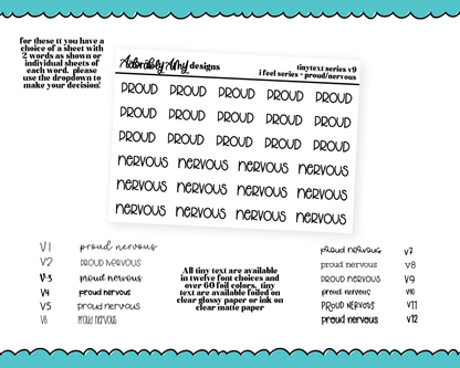 Foiled Tiny Text Series - Feelings Series - Proud and Nervous Checklist Size Planner Stickers for any Planner or Insert