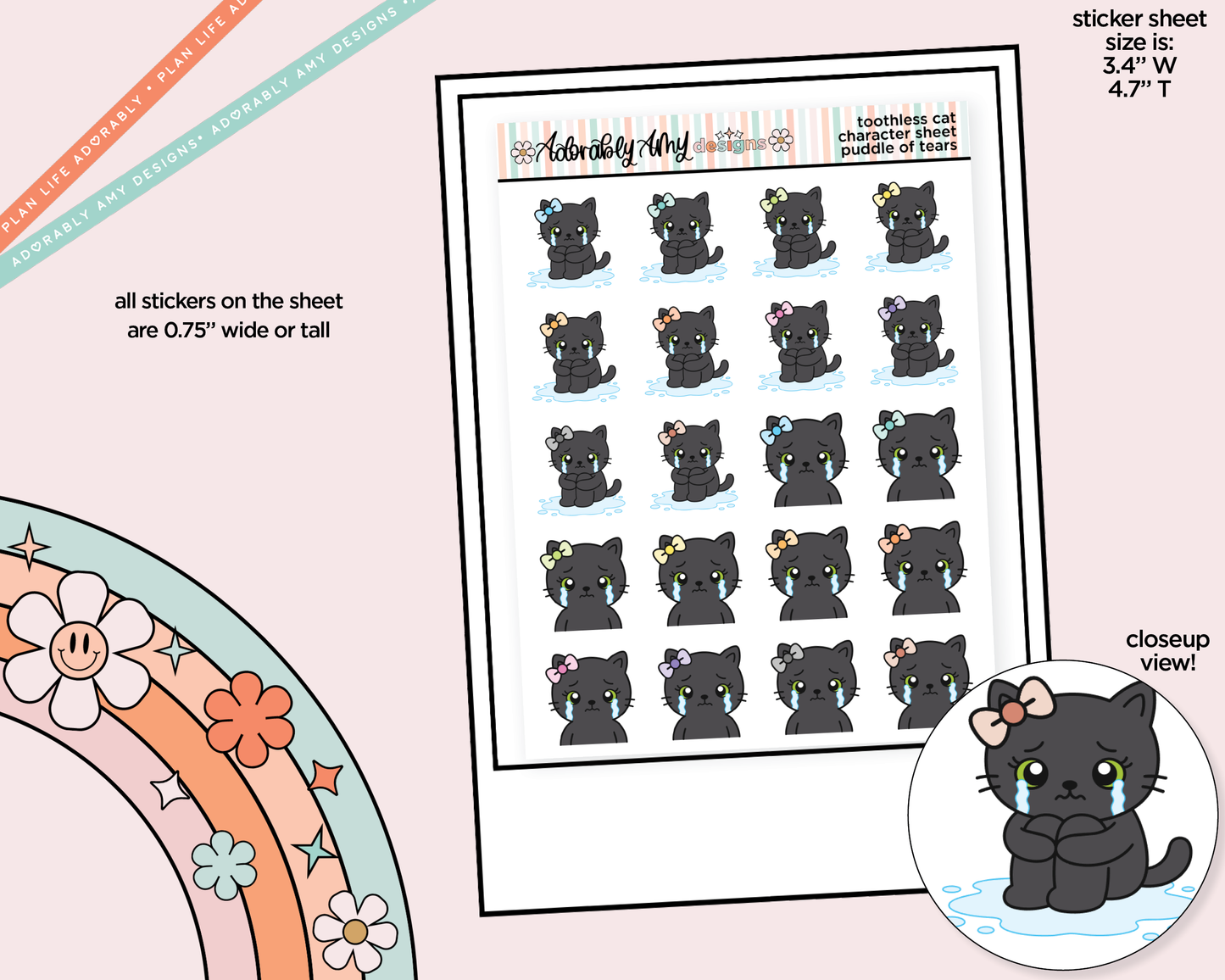 Toothless Cat Puddle of Tears Decoration Character Planner Stickers