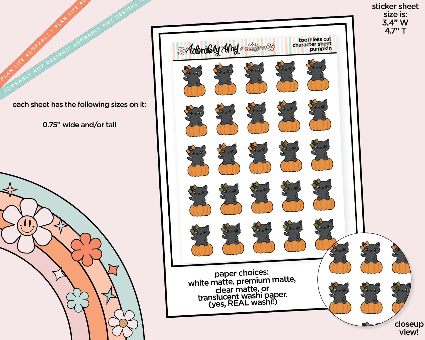 Toothless Cat Pumpkin Sitting Decoration Planner Stickers for any Planner or Insert