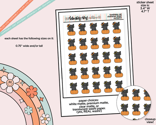 Toothless Cat Pumpkin Sitting Decoration Planner Stickers for any Planner or Insert