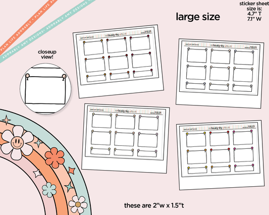 Rainbow Doodled Push Pin Half Boxes Large/Jumbo Size Planner Stickers - Adorably Amy Designs