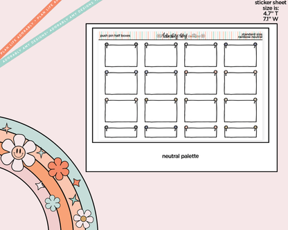 Rainbow Doodled Push Pin Half Boxes Standard Size Planner Stickers - Adorably Amy Designs