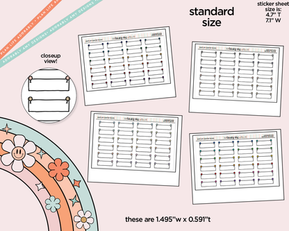 Rainbow Doodled Push Pin Quarter Boxes Standard Size Stickers - Adorably Amy Designs