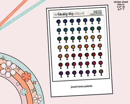 Rainbow Doodled Push Pin Deco Large/Jumbo Size Stickers for any Planner or Insert - Adorably Amy Designs
