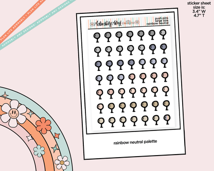 Rainbow Doodled Push Pin Deco Large/Jumbo Size Stickers for any Planner or Insert - Adorably Amy Designs