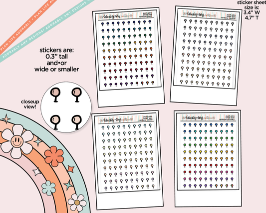 Rainbow Doodled Push Pin Deco Small Size Stickers for any Planner or Insert - Adorably Amy Designs