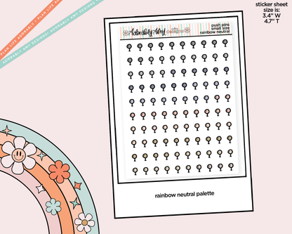 Rainbow Doodled Push Pin Deco Small Size Stickers for any Planner or Insert - Adorably Amy Designs