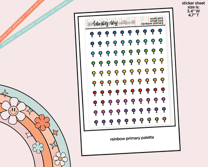 Rainbow Doodled Push Pin Deco Small Size Stickers for any Planner or Insert - Adorably Amy Designs