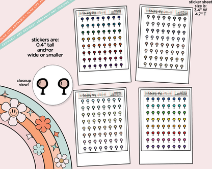 Rainbow Doodled Push Pin Deco Standard Size Stickers for any Planner or Insert - Adorably Amy Designs