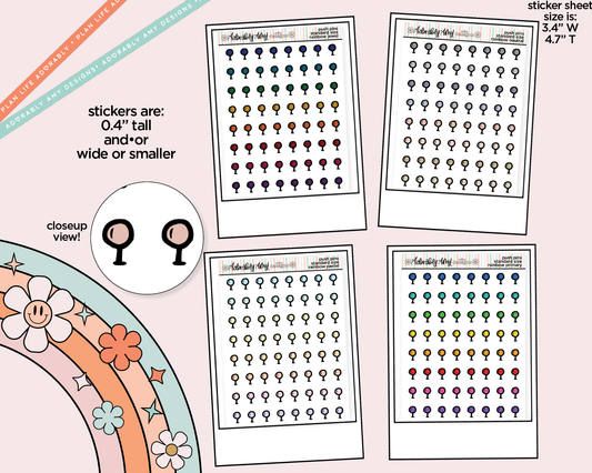 Rainbow Doodled Push Pin Deco Standard Size Stickers for any Planner or Insert - Adorably Amy Designs