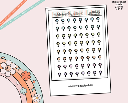 Rainbow Doodled Push Pin Deco Standard Size Stickers for any Planner or Insert - Adorably Amy Designs