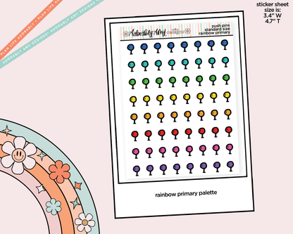Rainbow Doodled Push Pin Deco Standard Size Stickers for any Planner or Insert - Adorably Amy Designs