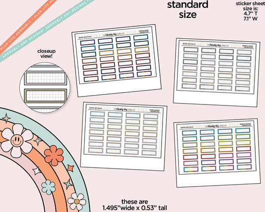 Rainbow Quarter Grid Boxes Standard Stickers for any Planner or Insert