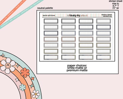 Rainbow Quarter Grid Boxes Standard Stickers for any Planner or Insert