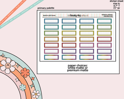 Rainbow Quarter Grid Boxes Standard Stickers for any Planner or Insert