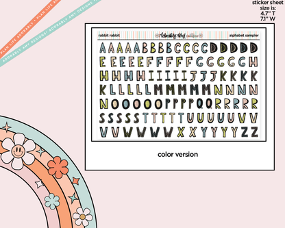 Rabbit Rabbit Alphabet Stickers Deco Typography Sampler Planner Stickers - Adorably Amy Designs