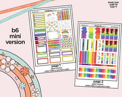 Mini B6 Rainbow Road Planner Sticker Kit sized for ANY Vertical Insert