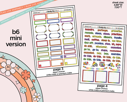 Mini B6 Rainbow Road Planner Sticker Kit sized for ANY Vertical Insert