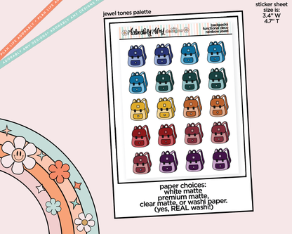 Rainbow School Backpacks Doodled Stickers for any Planner or Insert