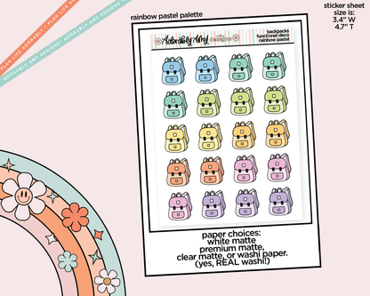 Rainbow School Backpacks Doodled Stickers for any Planner or Insert