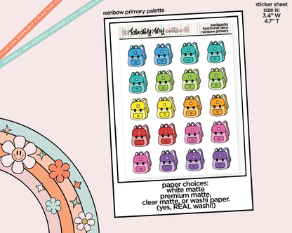 Rainbow School Backpacks Doodled Stickers for any Planner or Insert