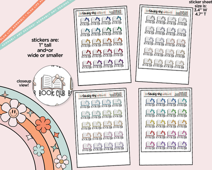 Rainbow Book Club Doodled Functional Typography Stickers - Adorably Amy Designs