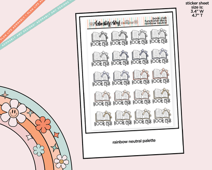Rainbow Book Club Doodled Functional Typography Stickers - Adorably Amy Designs