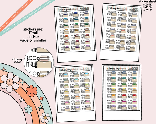 Rainbow Book Mail Doodled Functional Typography Stickers - Adorably Amy Designs