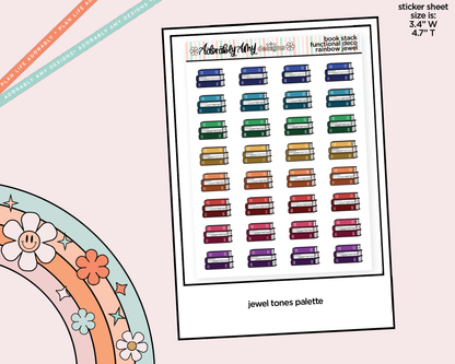 Rainbow Book Stacks Doodled Icon Stickers - Adorably Amy Designs