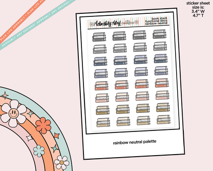 Rainbow Book Stacks Doodled Icon Stickers - Adorably Amy Designs