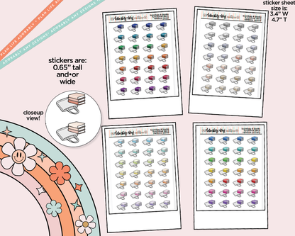 Rainbow Books & Bookbag Doodled Icon Stickers - Adorably Amy Designs