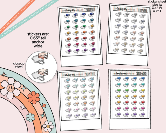 Rainbow Books & Bookbag Doodled Icon Stickers - Adorably Amy Designs
