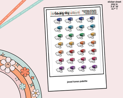Rainbow Books & Bookbag Doodled Icon Stickers - Adorably Amy Designs