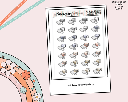 Rainbow Books & Bookbag Doodled Icon Stickers - Adorably Amy Designs