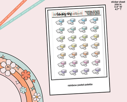 Rainbow Books & Bookbag Doodled Icon Stickers - Adorably Amy Designs