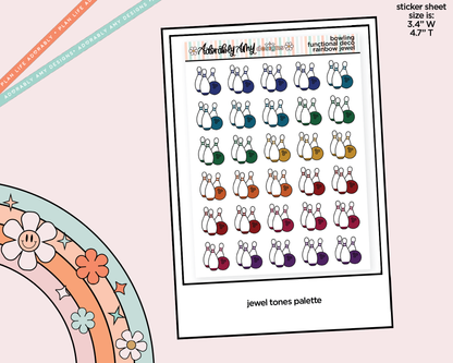 Rainbow Bowling Pins Doodled Icon Stickers - Adorably Amy Designs
