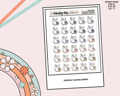 Rainbow Bowling Pins Doodled Icon Stickers - Adorably Amy Designs